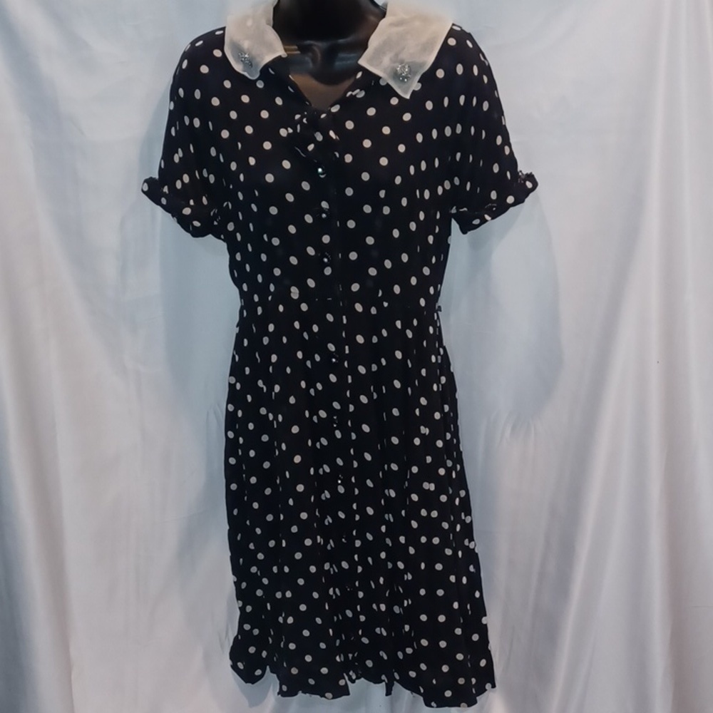Vintage polka dot dress semi sheer - Picture 1 of 10